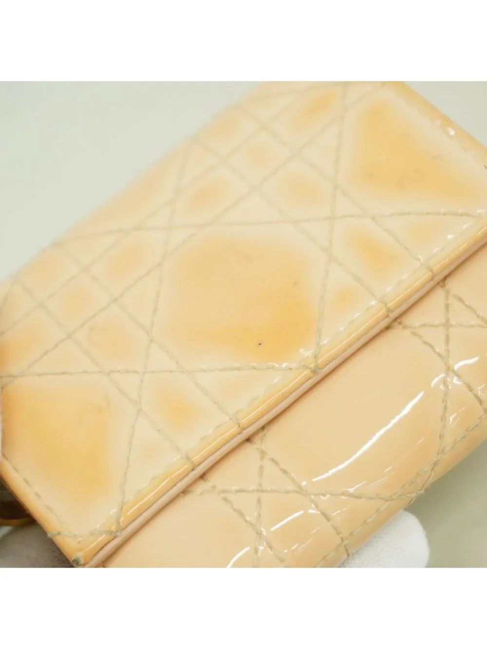 Dior Wallet Cannage Enamel Pink Gold